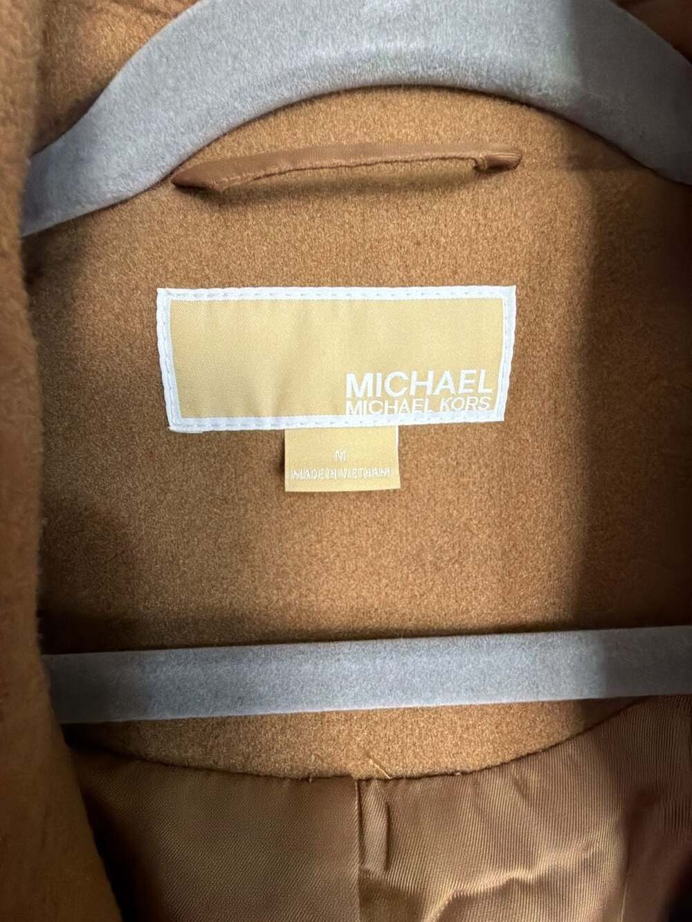Michael Michael Kors Camel Double-Breasted Short Wool Blend Peacoat - Picture 2 of 8